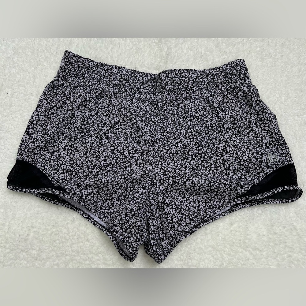 RBX Black and White Floral Elastic-Waist Shorts
